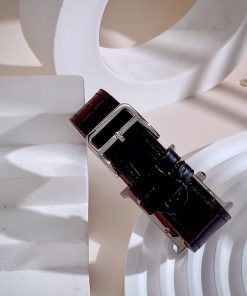 Đồng hồ Hermes nữ mặt vuông dây da đính đá Like Auth 26mm