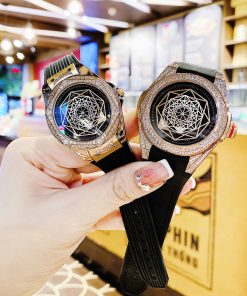 Đồng hồ Huboro cặp nam nữ chính hãng dây cao su đính đá 42mm-36mm