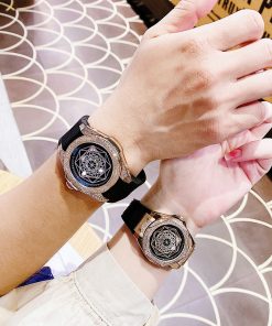 Đồng hồ Huboro cặp nam nữ chính hãng dây cao su đính đá 42mm-36mm