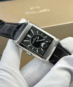 Đồng hồ Jaeger LeCoultre Master Reverso 2 mặt màu đen trắng Rep 11 cao cấp MGF 30x40mm (2)