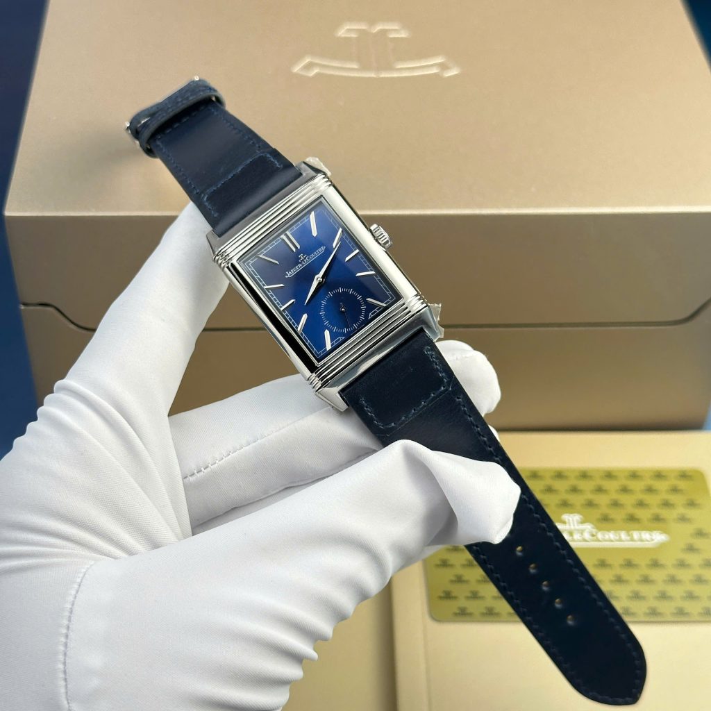 Đồng hồ Jaeger LeCoultre Master Reverso 2 mặt màu xanh trắng Rep 11 MGF 30x40mm (2)