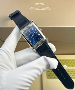 Đồng hồ Jaeger LeCoultre Master Reverso 2 mặt màu xanh trắng Rep 11 MGF 30x40mm (2)