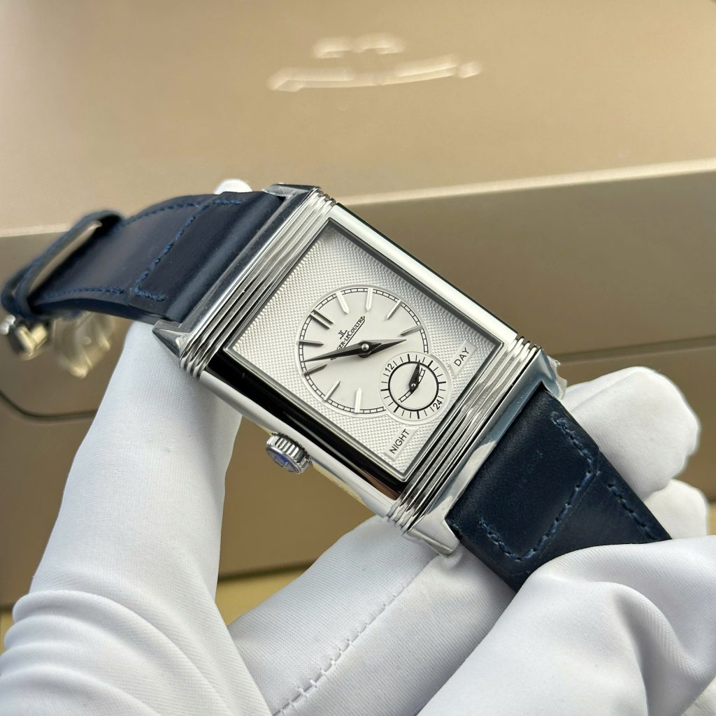 Đồng hồ Jaeger LeCoultre Master Reverso 2 mặt màu xanh trắng Rep 11 MGF 30x40mm (2)