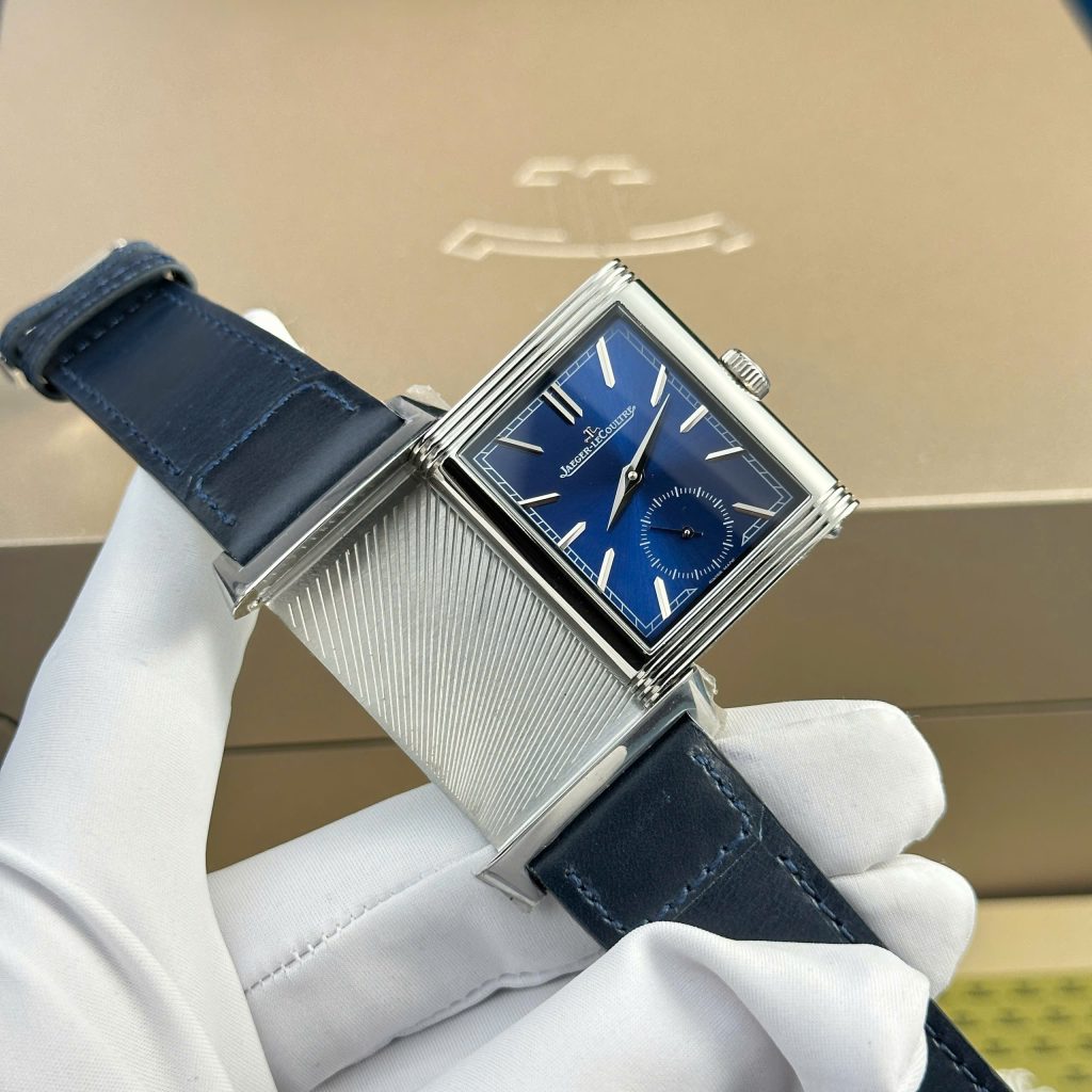 Đồng hồ Jaeger LeCoultre Master Reverso 2 mặt màu xanh trắng Rep 11 MGF 30x40mm (2)