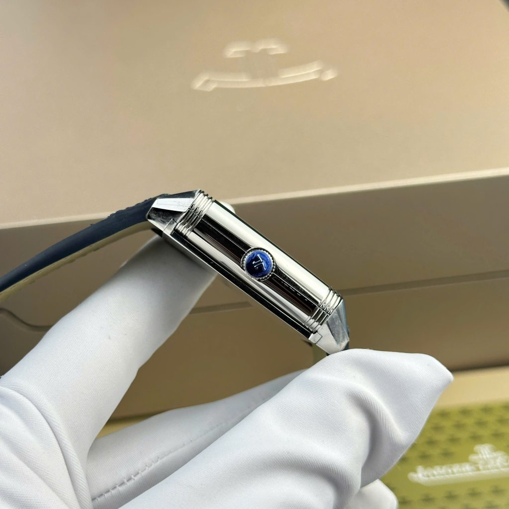 Đồng hồ Jaeger LeCoultre Master Reverso 2 mặt màu xanh trắng Rep 11 MGF 30x40mm (2)