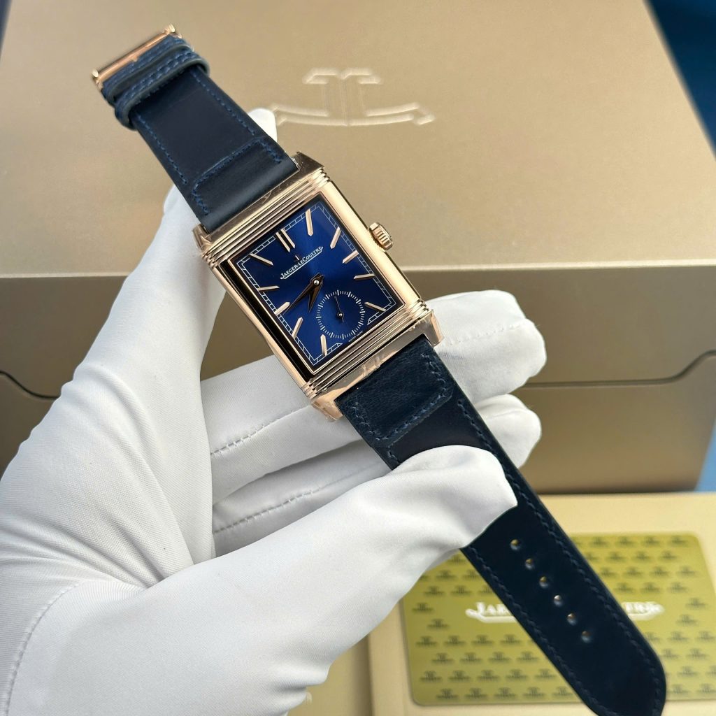 Đồng hồ Jaeger LeCoultre Master Reverso 2 mặt màu xanh trắng Rep 11 cao cấp 30x40mm (2)