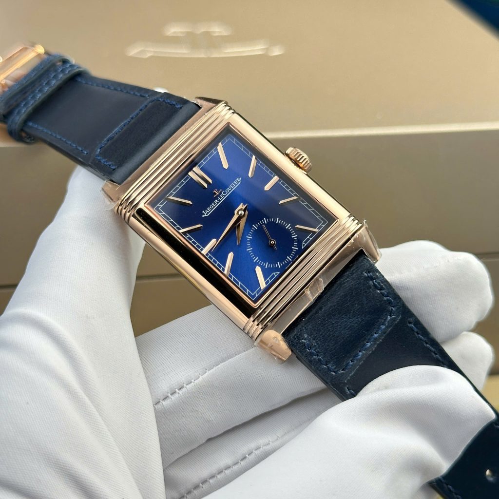 Đồng hồ Jaeger LeCoultre Master Reverso 2 mặt màu xanh trắng Rep 11 cao cấp 30x40mm (2)