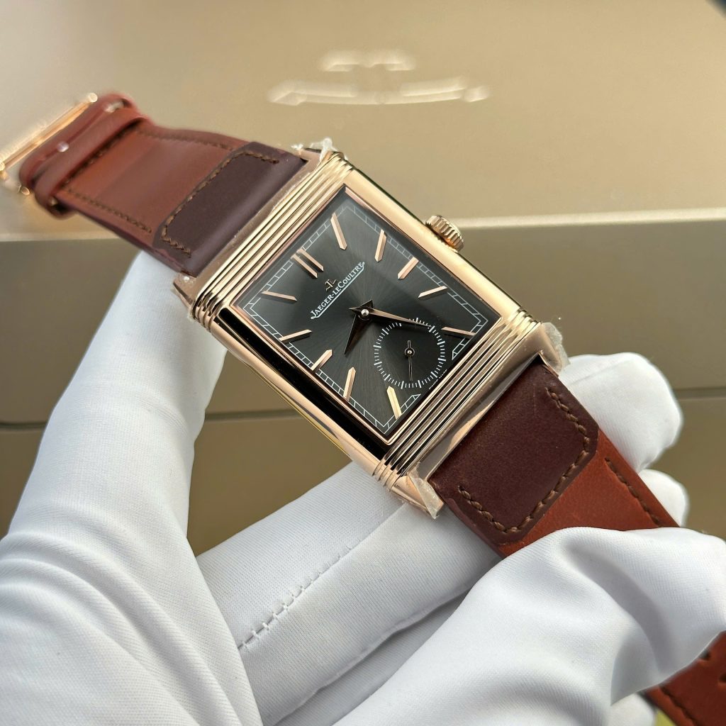 Đồng hồ Jaeger LeCoultre Master Reverso Rep 11 cao cấp 2 mặt màu trắng xám MGF 30x40mm (2)