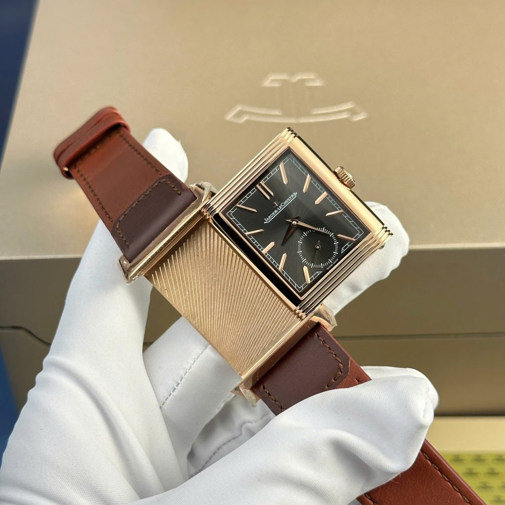 Đồng hồ Jaeger LeCoultre Master Reverso Rep 11 cao cấp 2 mặt màu trắng xám MGF 30x40mm (2)