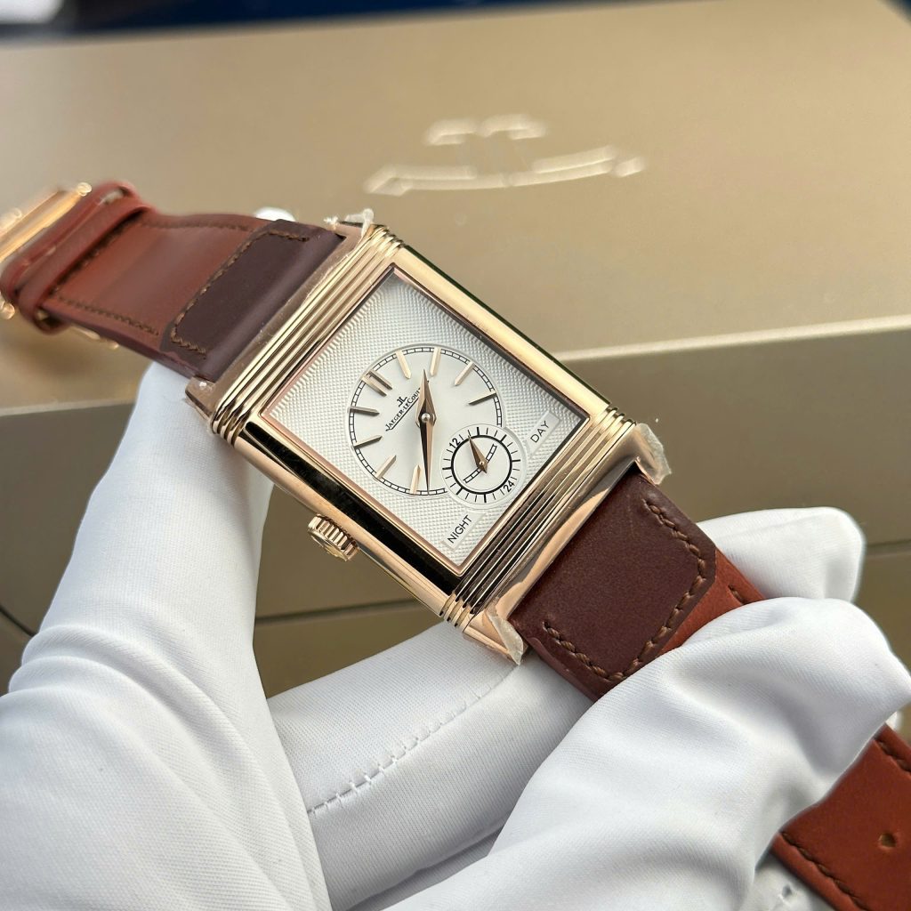 Đồng hồ Jaeger LeCoultre Master Reverso Rep 11 cao cấp 2 mặt màu trắng xám MGF 30x40mm (2)