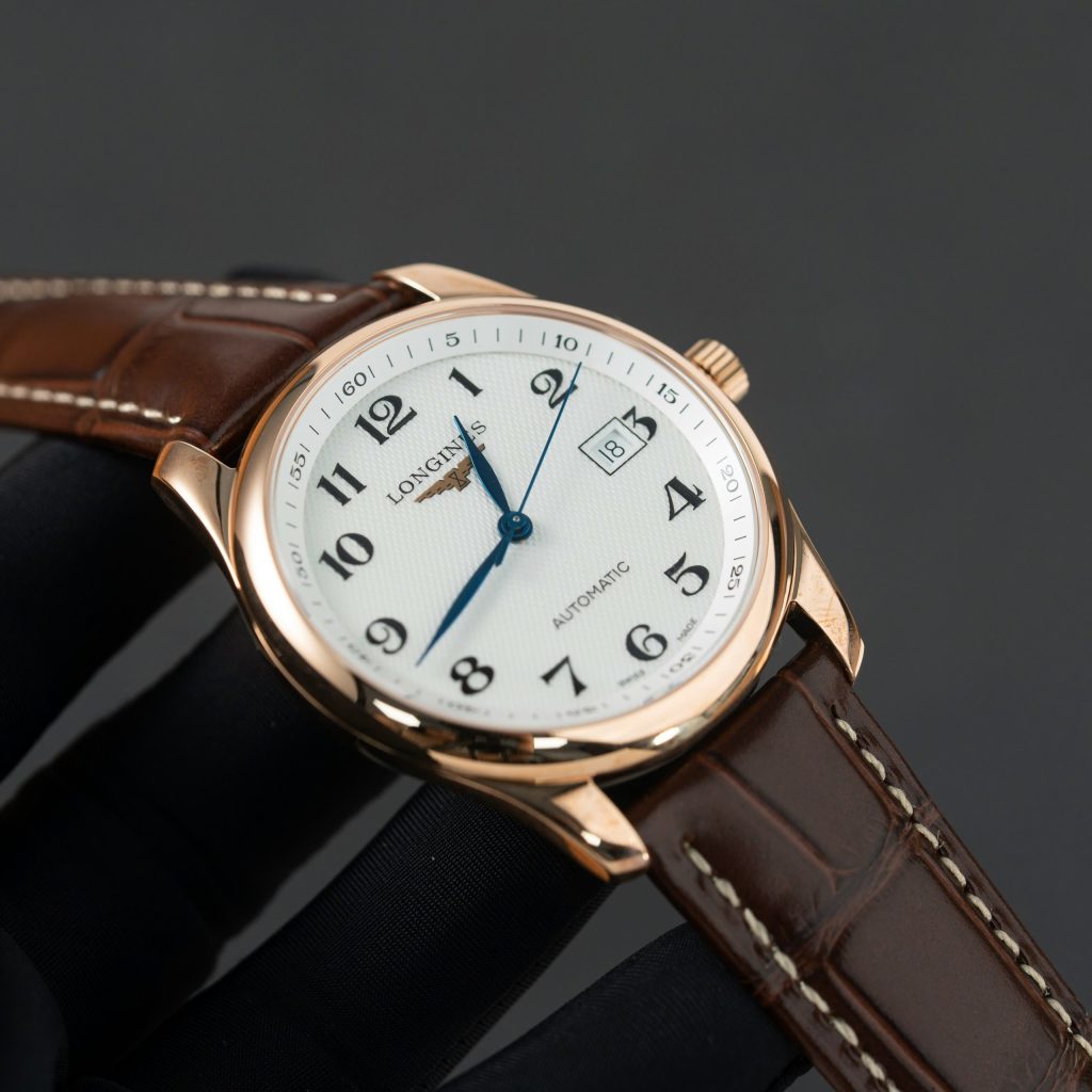 Đồng hồ Longines Master Collection demi rose gold dây da nâu Rep 11 cao cấp 38 (2)