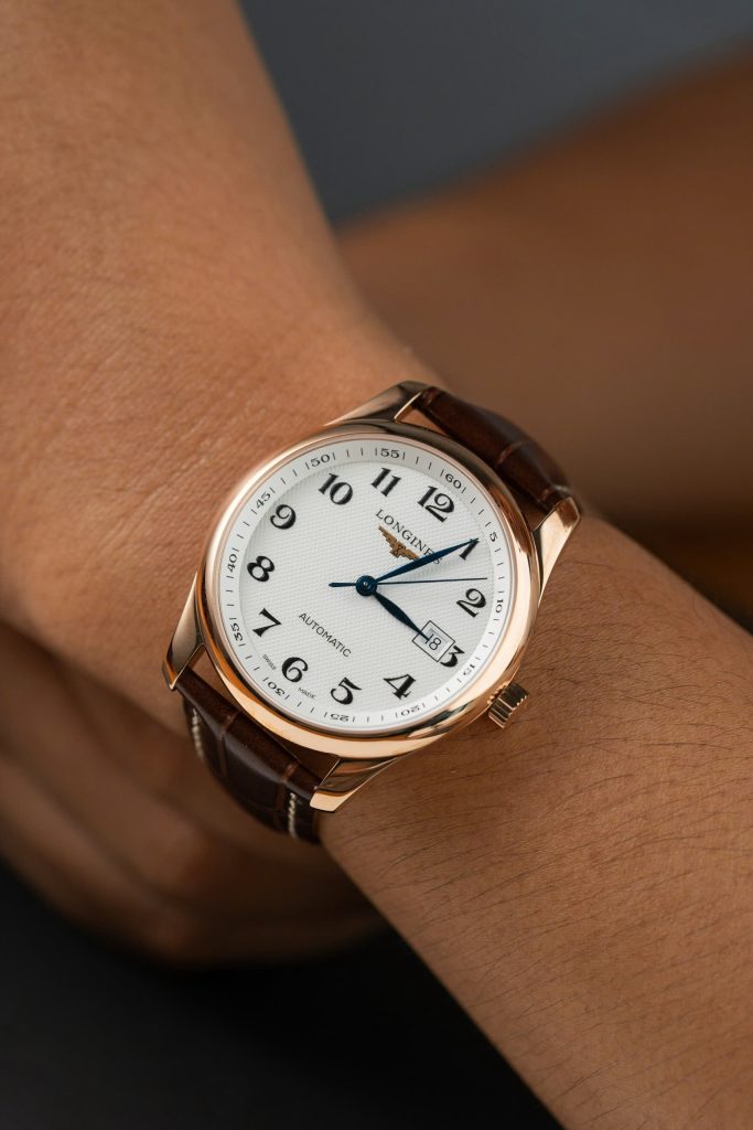 Đồng hồ Longines Master Collection demi rose gold dây da nâu Rep 11 cao cấp 38 (2)