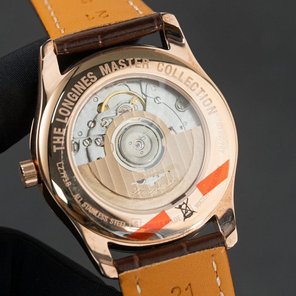 Đồng hồ Longines Master Collection demi rose gold dây da nâu Rep 11 cao cấp 38 (2)