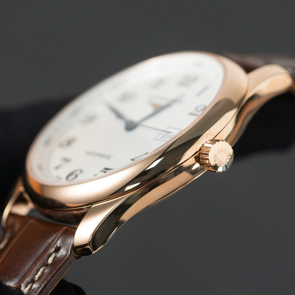 Đồng hồ Longines Master Collection demi rose gold dây da nâu Rep 11 cao cấp 38 (2)