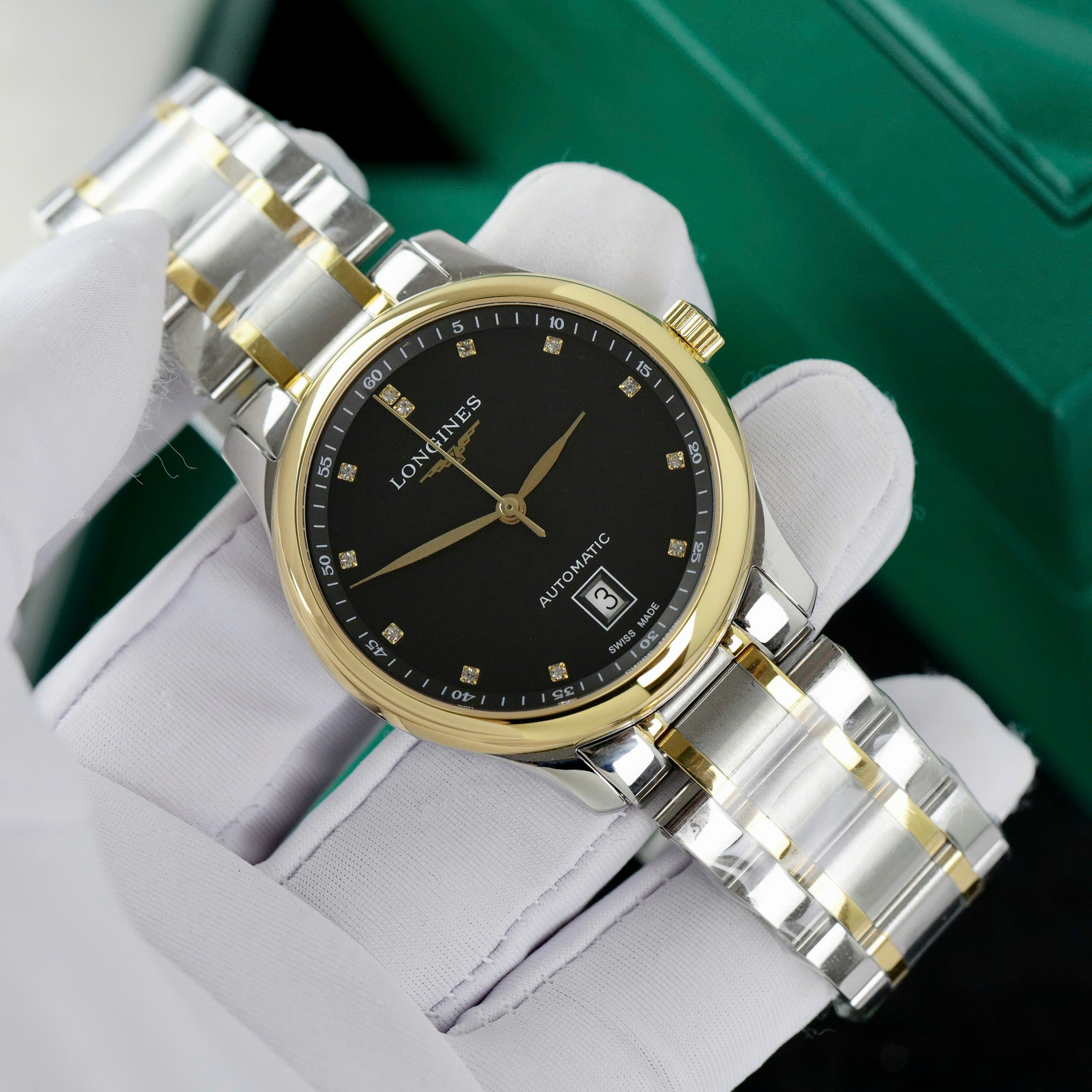 Đồng hồ Longines Master demi gold nam mặt đen Rep 11 cao cấp 38 (3) Đồng hồ Longines Master demi gold nam mặt đen Rep 11 cao cấp 38 (2)