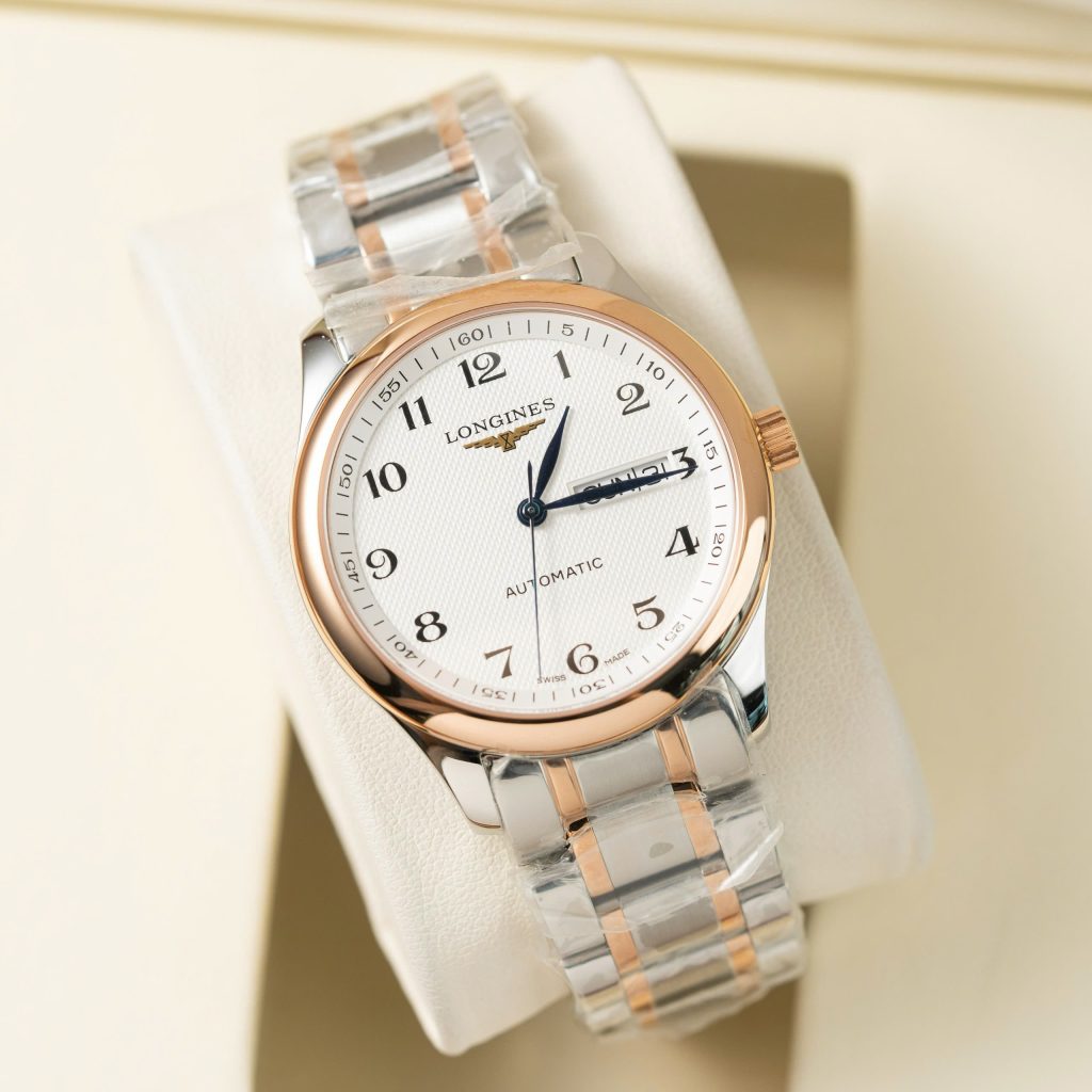 Đồng hồ Longines demi rose gold Rep 11 cao cấp mặt trắng 38 (2)