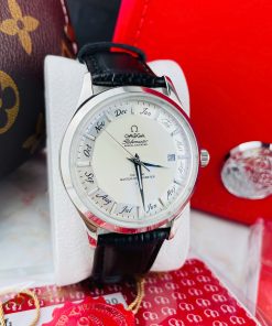Đồng hồ Omega Globemaster annual calendar nam dây da Fake cao cấp 40mm (9)