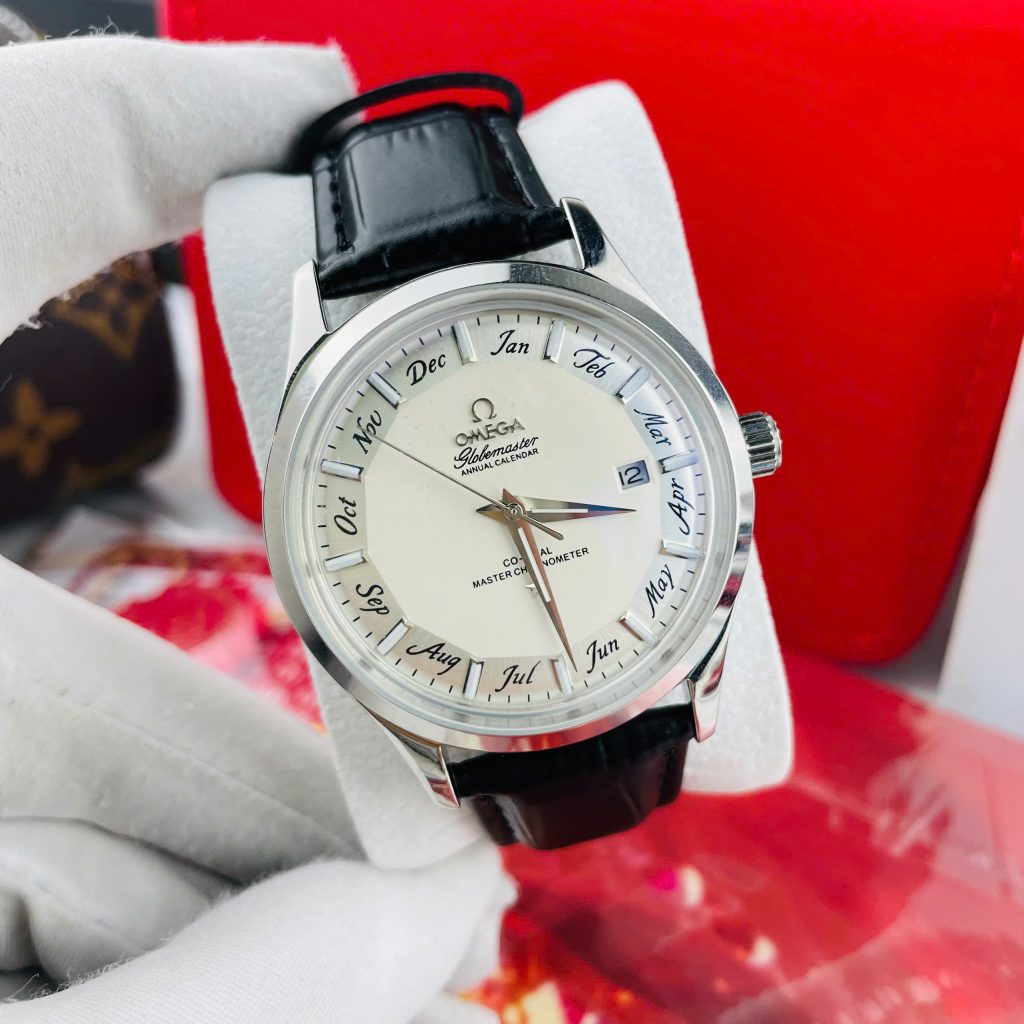  Đồng hồ Omega Globemaster annual calendar nam dây da Fake cao cấp 40mm (9)
