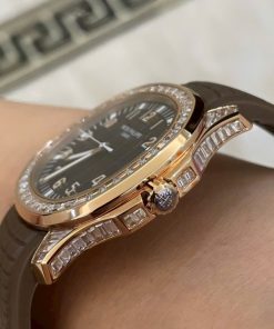 Đồng hồ Patek Philippe Aquanaut 5167 Rep 1 1 mặt nâu đính đá baguette GRF 40mm (2)