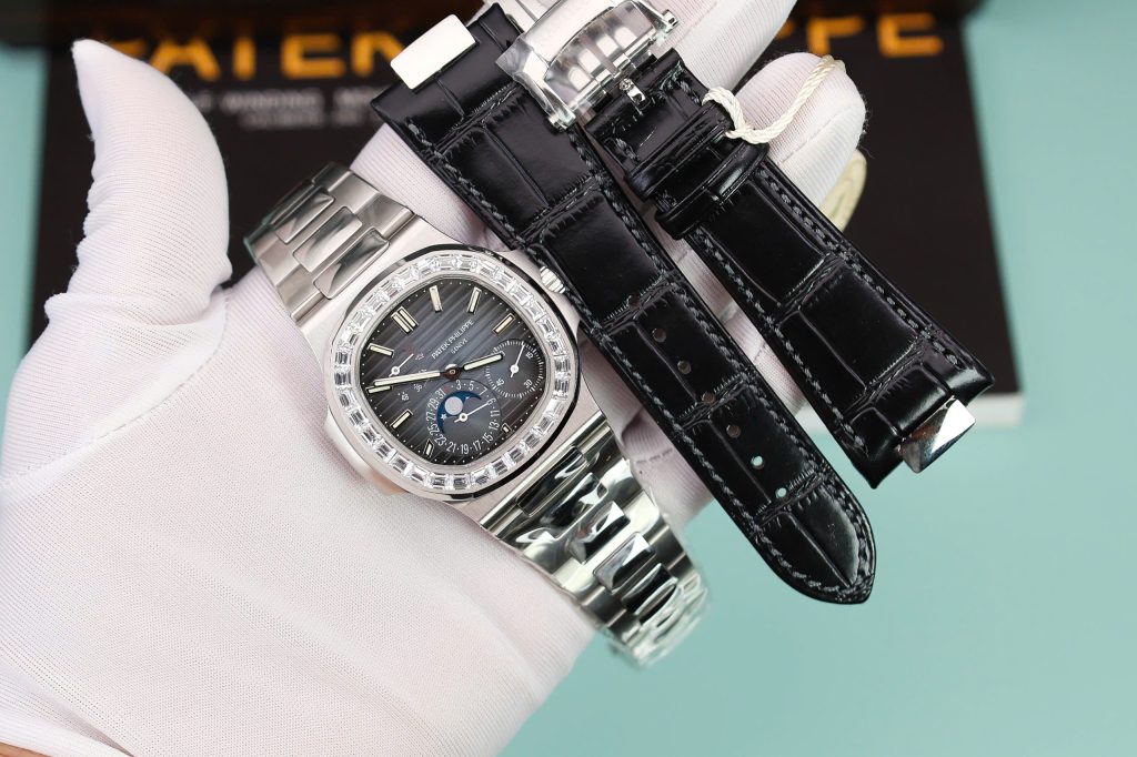 Đồng hồ Patek Philippe Nautilus 5722G Rep 11 đính đá baguette nhà máy PPF 40mm (2)