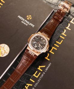 Đồng hồ Patek Philippe Nautilus 5724 rose gold dây da nâu nhà máy GR 40mm (1)