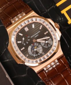 Đồng hồ Patek Philippe Nautilus 5724 rose gold dây da nâu nhà máy GR 40mm (1)