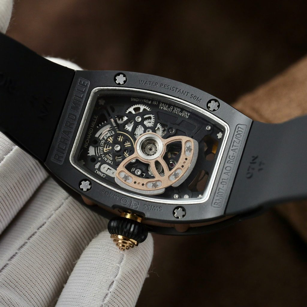 Đồng hồ Richard Mille RM07-01 Replica 11 vỏ gốm đen dây cao su 36mm (2)