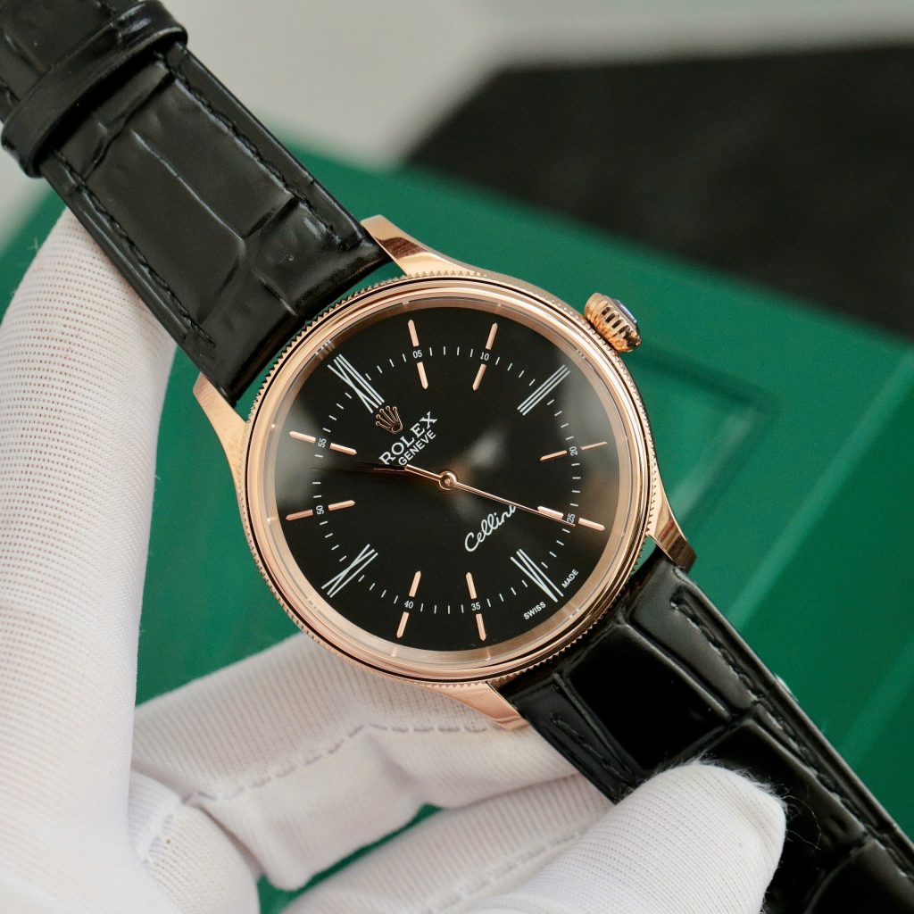 Đồng hồ Rolex Cellini 50505 Replica máy Thụy Sỹ màu đen 39mm (1)