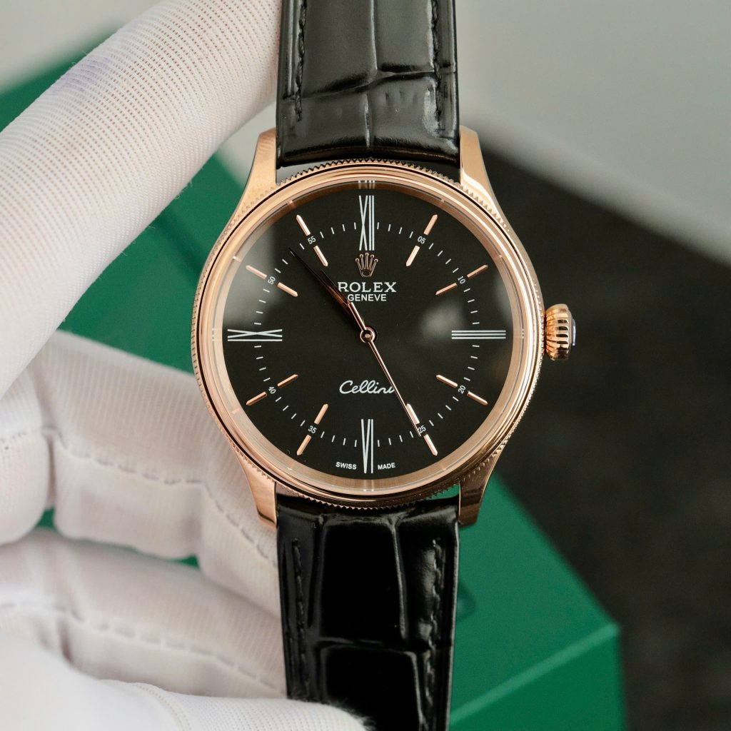 Đồng hồ Rolex Cellini 50505 Replica máy Thụy Sỹ màu đen 39mm (1)