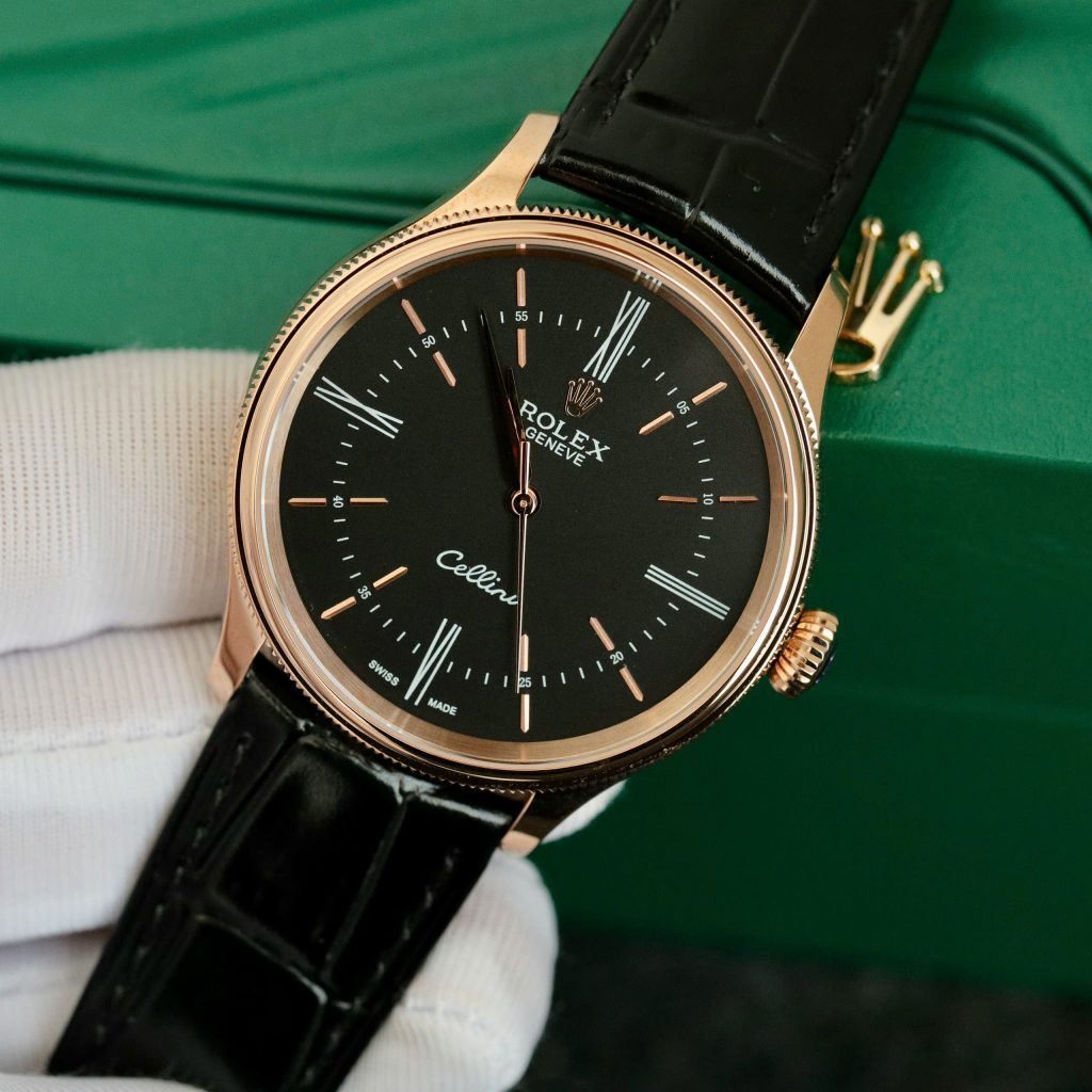 Đồng hồ Rolex Cellini 50505 Replica máy Thụy Sỹ màu đen 39mm (1)