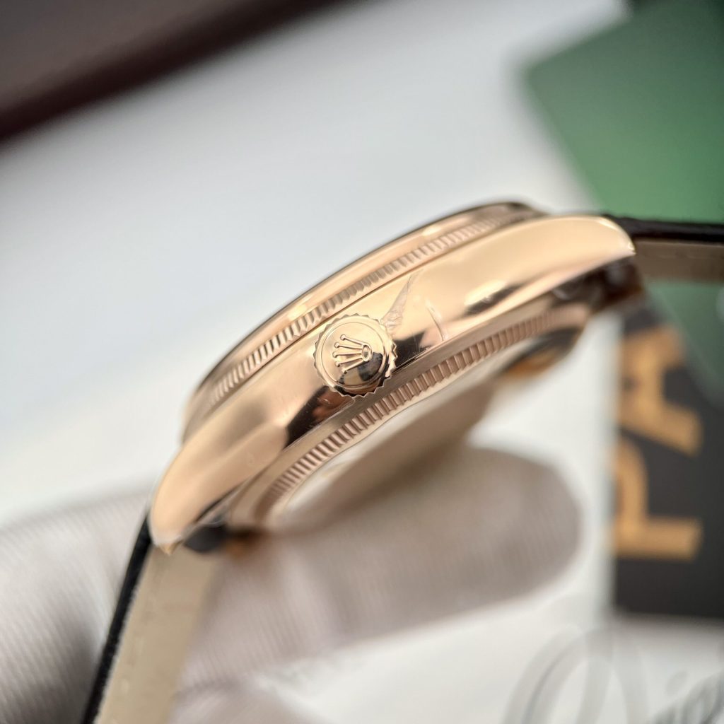 Đồng hồ Rolex Cellini Dual Time Replica cao cấp nhất màu đen 39mm (6)