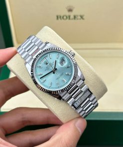Đồng hồ Rolex Day-Date 128236 Rep 11 cao cấp mặt xanh băng 158gram QF factory 36mm (2)