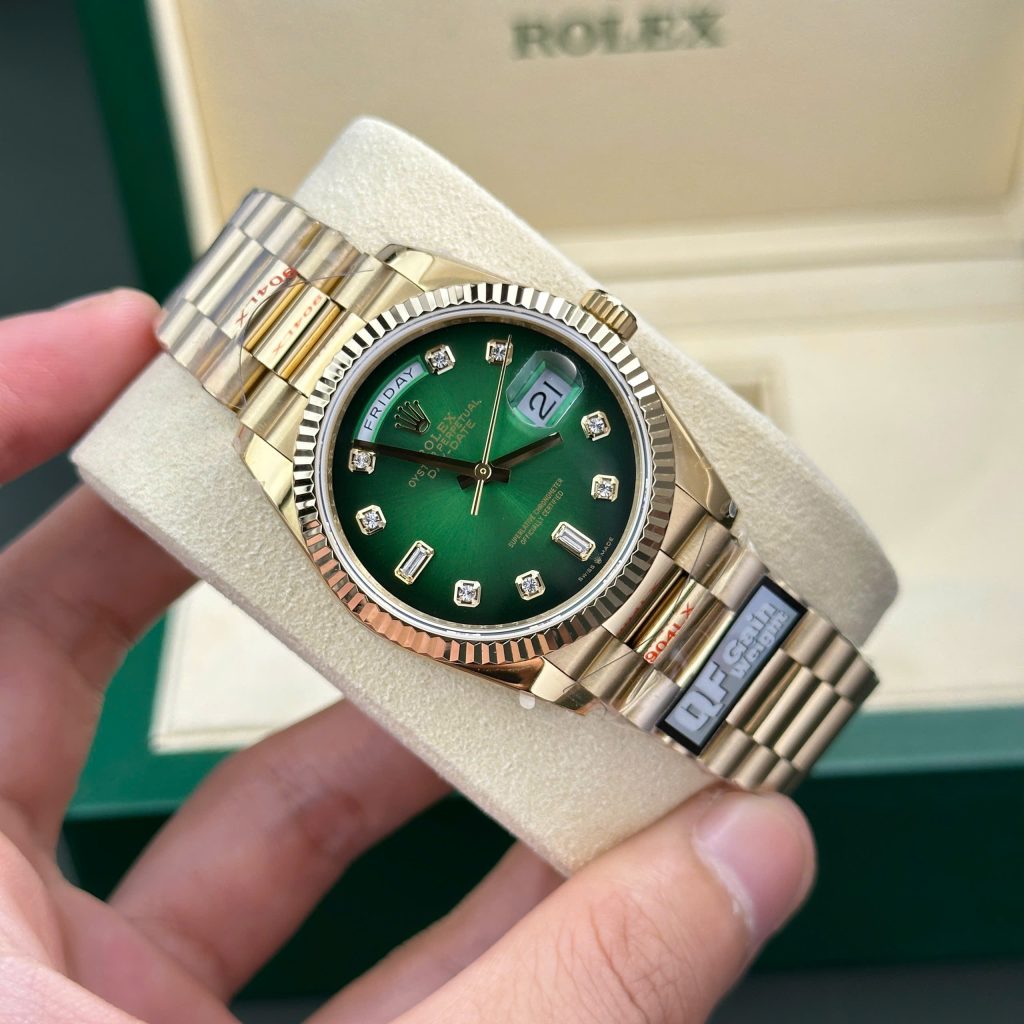 Đồng hồ Rolex Day-Date 128238 mặt xanh ombre 158gram Rep 11 nhà máy QF 36mm (1)