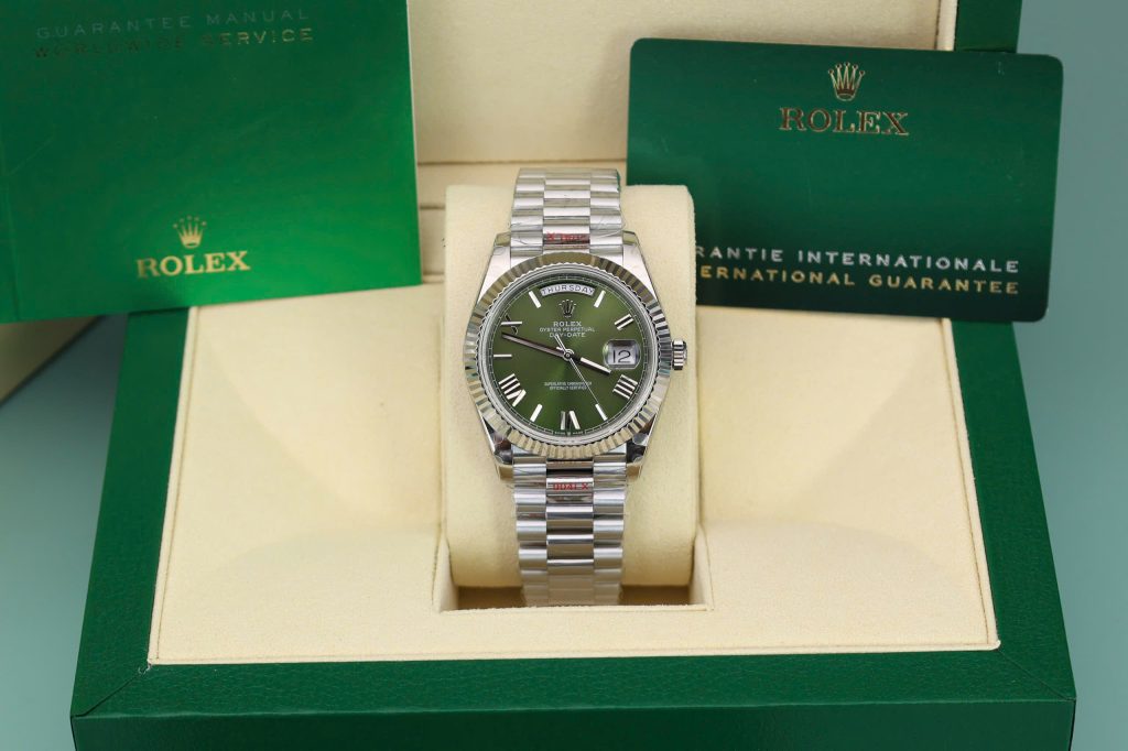 Đồng hồ Rolex Day-Date 228236 Chế Tác mặt xanh lá cây trọng lượng 175gram GM factory 40mm (2)