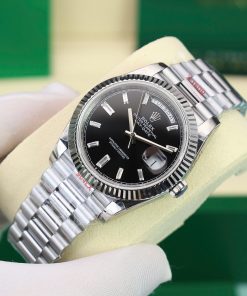 Đồng hồ Rolex Day-Date 228236 Rep 11 mặt đen cọc số đá baguette trọng lượng 175gram GMF 40mm (2)