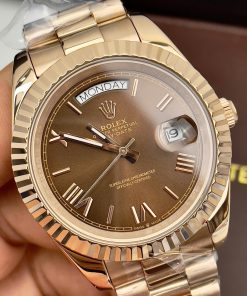 Đồng hồ Rolex Day-Date Chocolate nam cọc số la mã Fake cao cấp 38-40mm
