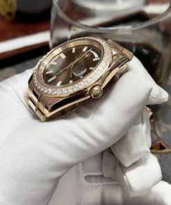 Đồng hồ Rolex Day-Date Chocolate nam đính đá Fake cao cấp 38-40mm