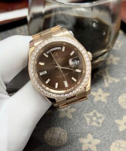 Đồng hồ Rolex Day-Date Chocolate nam đính đá Fake cao cấp 38-40mm