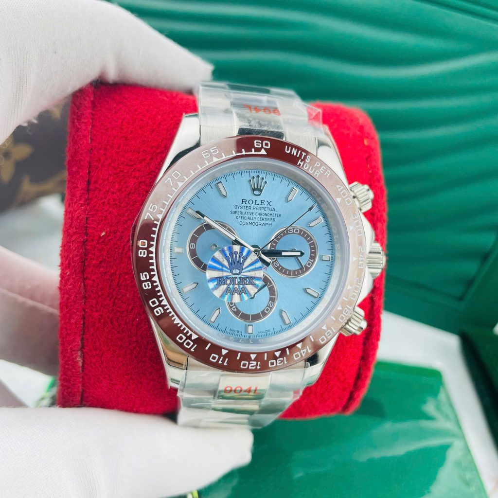 Đồng hồ Rolex Daytona Cosmograph cơ nhật mặt xanh băng Fake cao cấp 40mm
