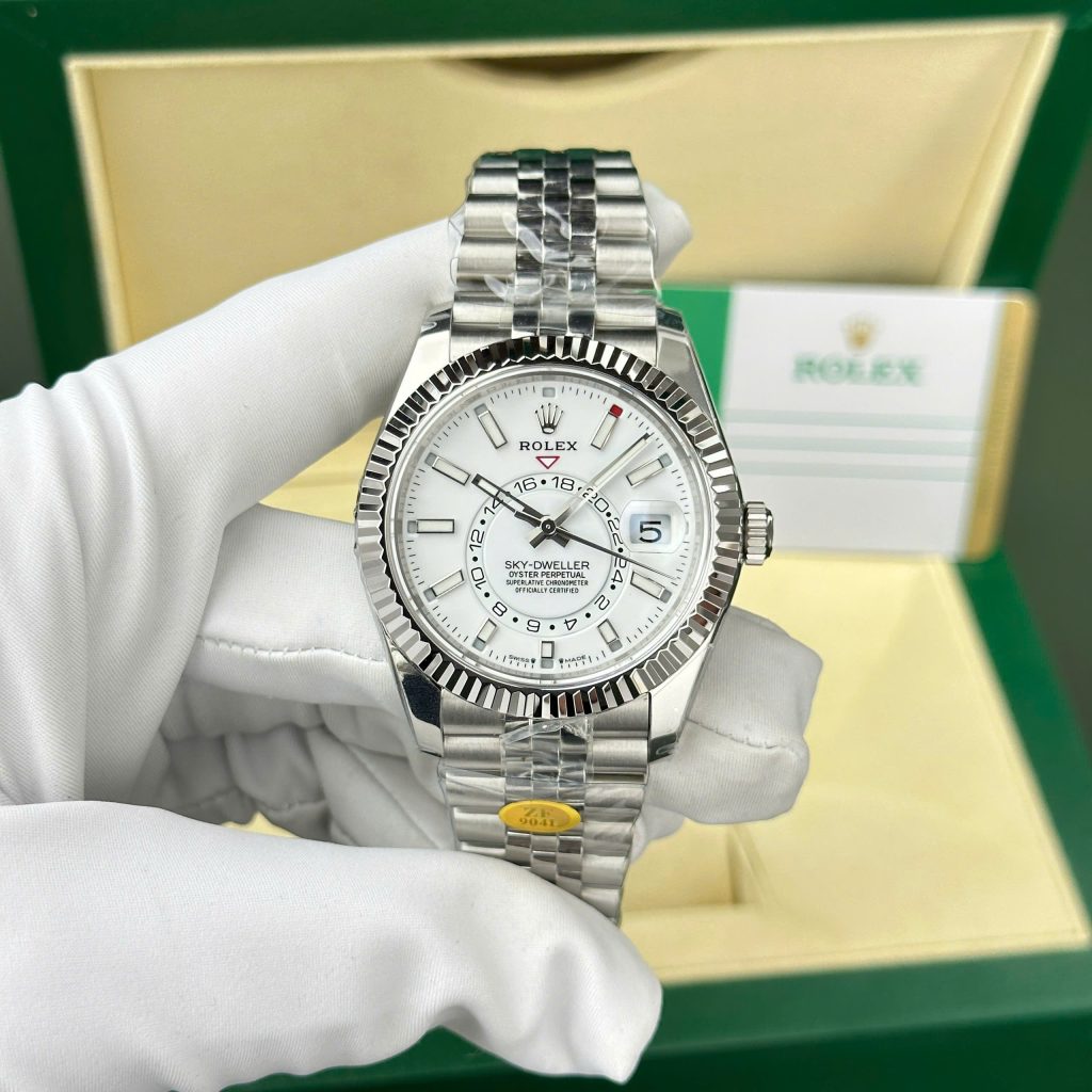 Đồng hồ Rolex Sky-Dweller 326934 Replica 1 1 mặt trắng dây Jubilee 42mm (2)
