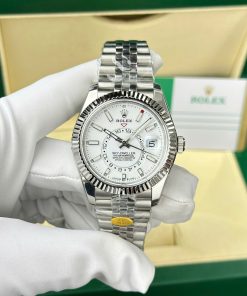 Đồng hồ Rolex Sky-Dweller 326934 Replica 1 1 mặt trắng dây Jubilee 42mm (2)