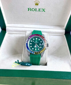 Đồng hồ Rolex Submariner nam đính đá xanh blue 7 sắc cầu vồng Super Fake 11 40mm