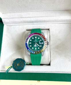 Đồng hồ Rolex Submariner nam đính đá xanh blue 7 sắc cầu vồng Super Fake 11 40mm