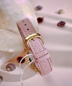Đồng hồ Versace Glam Chic nữ dây da hồng niềng bông hoa Like Auth 30mm