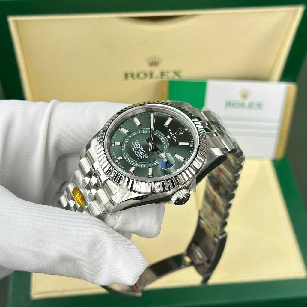 Đồng hồ nam Rolex Sky-Dweller 326934 Replica 11 mặt xanh lá cây dây Jubilee 42mm (2)