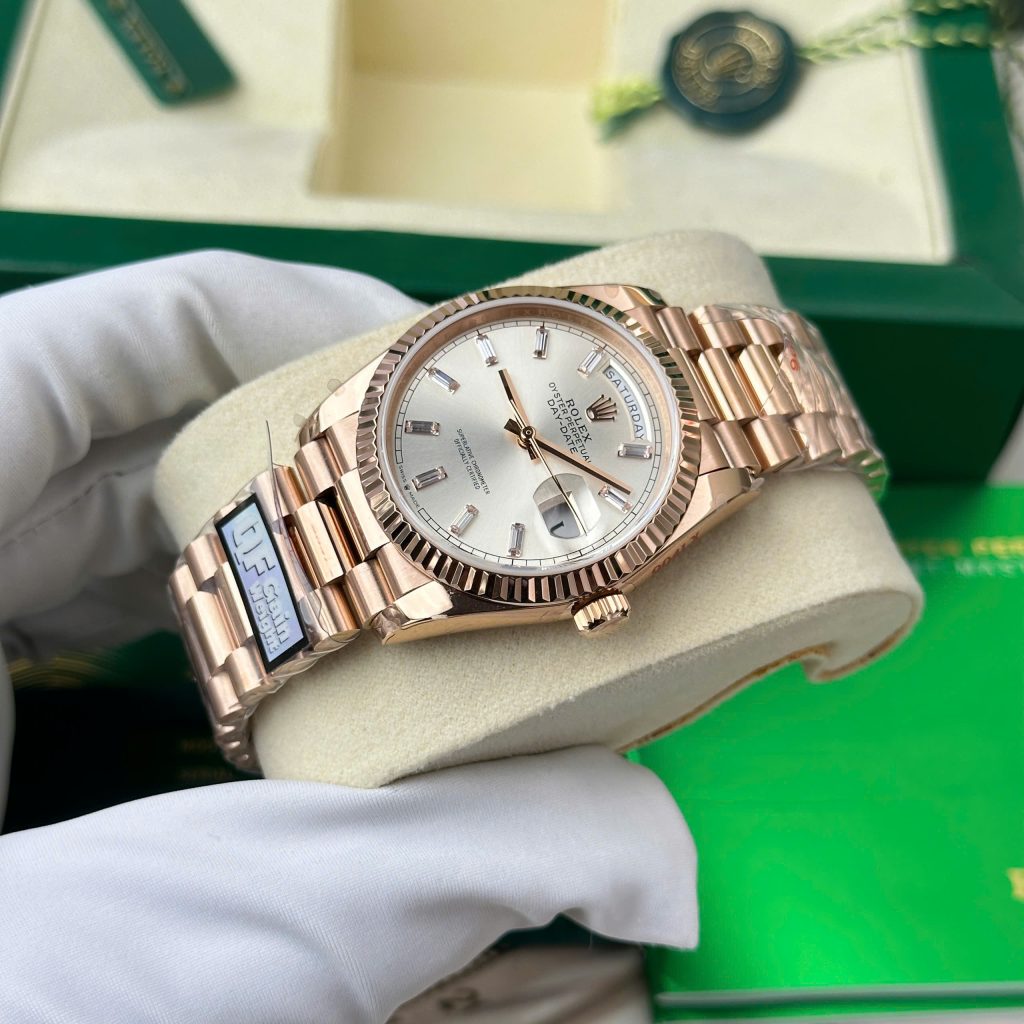 Đồng Hồ Rolex Day-Date 128235 Chế Tác mặt số bạc trọng lượng 158gram nhà máy QF 36mm (2)