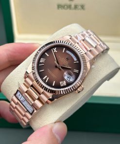 Đồng Hồ Rolex Day-Date 128235 Rep 11 mặt chocolate trọng lượng 158gram nhà máy QF 36mm (2)