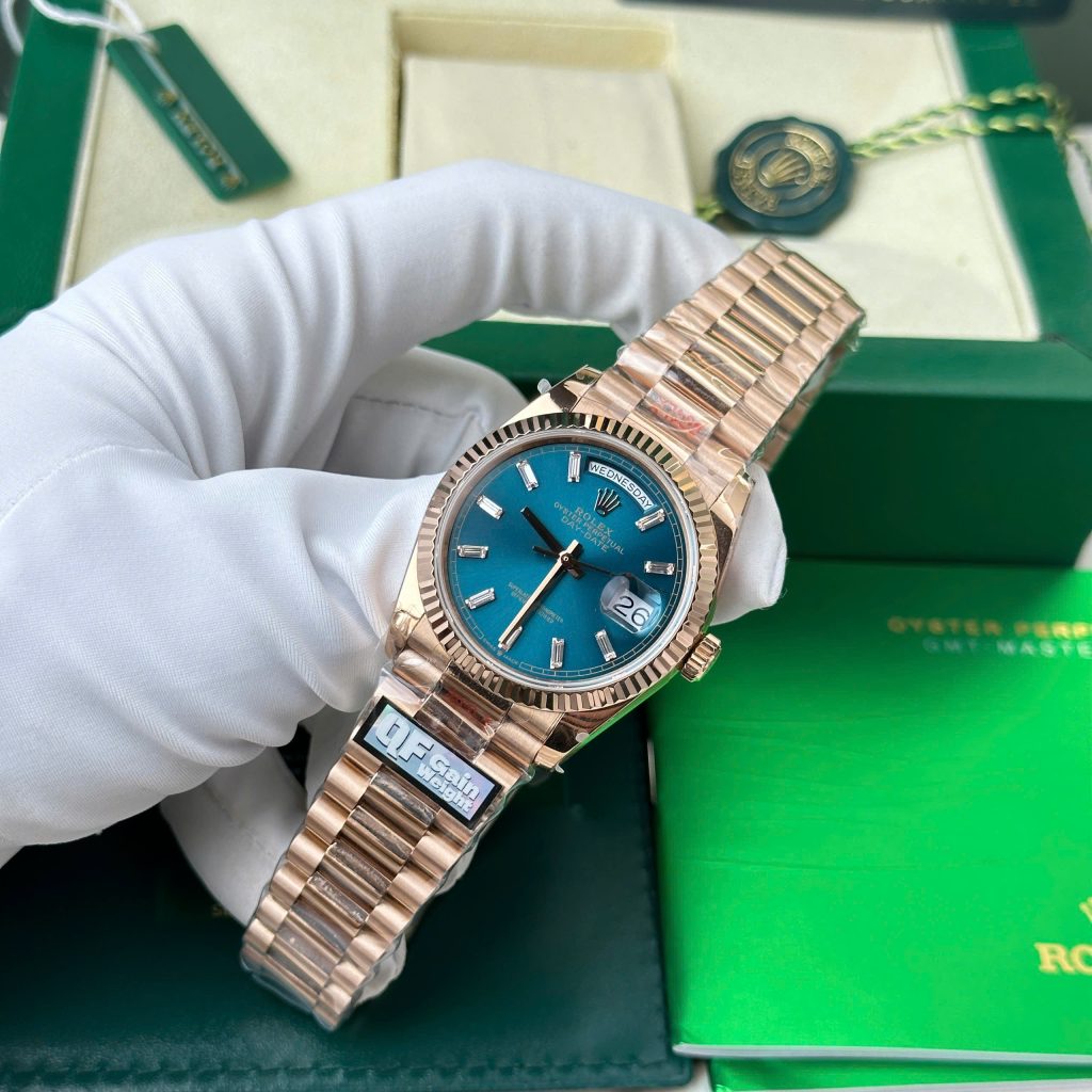 Đồng Hồ Rolex Day-Date 128235 Rep 11 mặt xanh lục trọng lượng 158gram nhà máy QF 36mm (2)