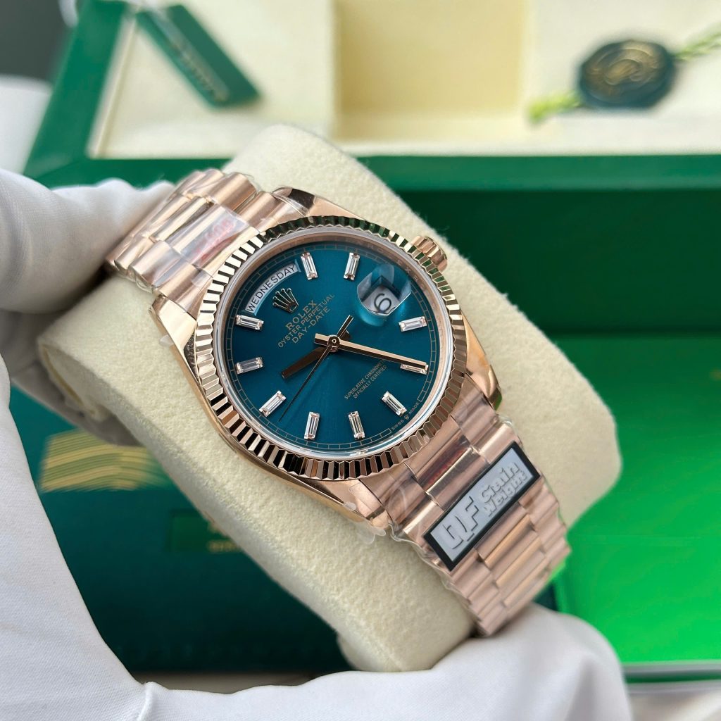 Đồng Hồ Rolex Day-Date 128235 Rep 11 mặt xanh lục trọng lượng 158gram nhà máy QF 36mm (2)