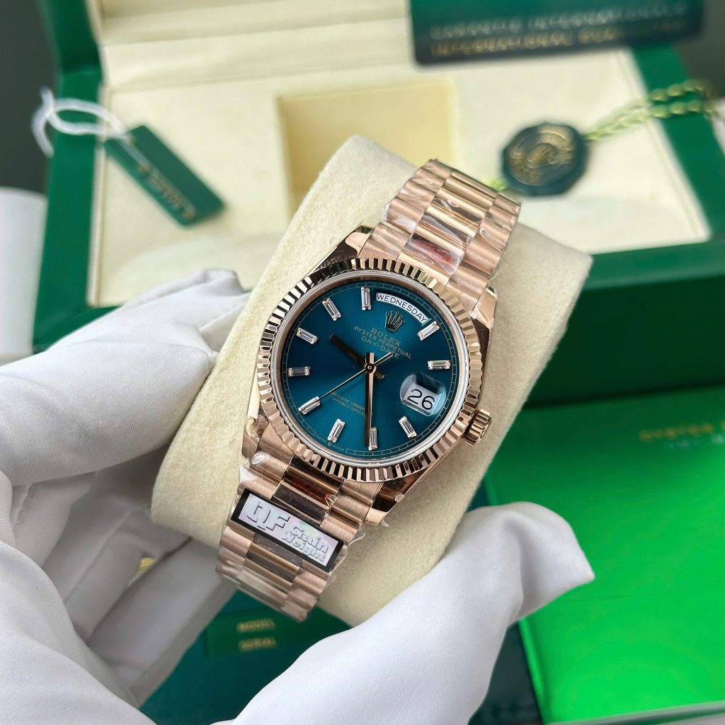 Đồng Hồ Rolex Day-Date 128235 Rep 11 mặt xanh lục trọng lượng 158gram nhà máy QF 36mm (2)
